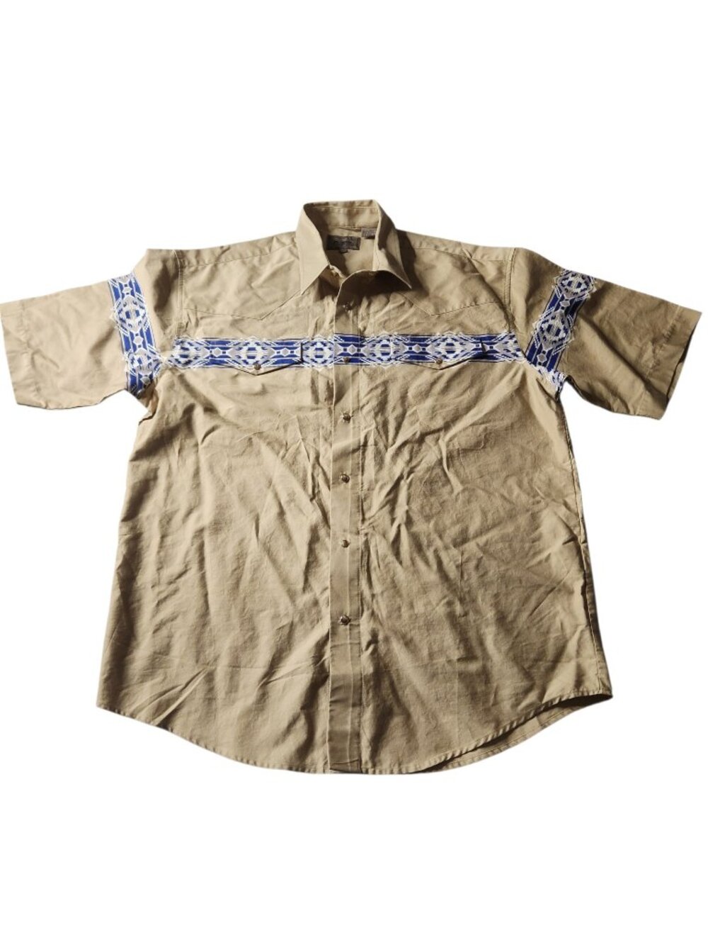 Vintage Roper Southwestern Shirt Mens Short Sleeve Western Pearl Snap Size L